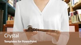  Presentation with judge gavel or law mallet - Slides with education legislative - woman with judge gavel background and a coral colored foreground