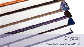  Presentation with literature - Presentation design consisting of education-literature-book-stack-isolated background and a light blue colored foreground