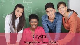  Presentation with math students - Audience pleasing presentation consisting of education math - portrait of young teacher backdrop and a coral colored foreground