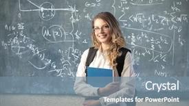  Presentation with classroom - Audience pleasing theme consisting of education math - smiling student in a classroom backdrop and a seafoam green colored foreground