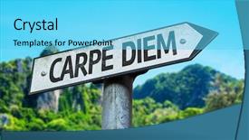  Presentation with beach - Presentation theme consisting of education moments - carpe diem sign background and a light blue colored foreground