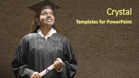  Presentation with female ovary cycle - Presentation design enhanced with education moments - female graduate holding a diploma background and a tawny brown colored foreground