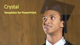  Presentation with pale male hawk - Presentation consisting of education moments - male graduate looking up background and a  colored foreground