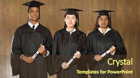  Presentation with ceremony - Beautiful slide set featuring education moments - student graduation ceremony backdrop and a tawny brown colored foreground