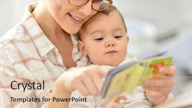  Presentation with baby book - Beautiful slides featuring education moments - sweet moment with mother reading backdrop and a lemonade colored foreground