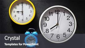  Presentation with alarm - Presentation design enhanced with education moments - wall and alarm clock background and a dark gray colored foreground