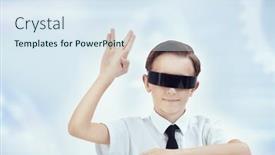  Presentation with future education - Presentation theme consisting of education-of-the-future background and a  colored foreground