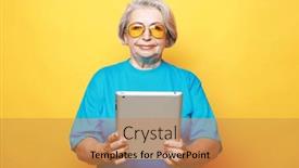  Presentation with tehnology - Presentation design consisting of education-old-people-and-tehnology background and a coral colored foreground