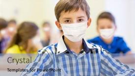  Presentation with health education - PPT theme featuring education-pandemic-and-health-concept background and a light blue colored foreground