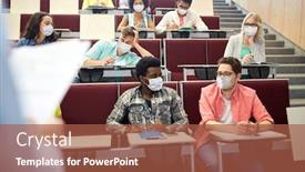  Presentation with lecture hall - Theme with education-pandemic-and-health-concept background and a red colored foreground