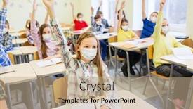  Presentation with health education - Presentation design featuring education-pandemic-and-health-concept background and a coral colored foreground