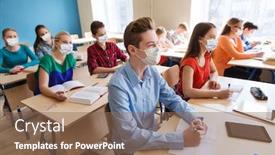  Presentation with medical students - Cool new PPT theme with education-pandemic-and-health-concept backdrop and a violet colored foreground