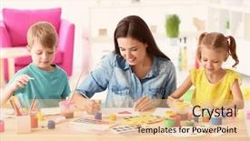  Presentation with about name of pictures - Beautiful PPT theme featuring education parents growth - happy family painting pictures backdrop and a lemonade colored foreground