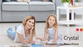  Presentation with education cute - PPT layouts consisting of education parents growth - mother with cute daughter painting background and a soft green colored foreground