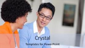  Presentation with working together - Slide deck with education partners - two desingers working background and a light blue colored foreground