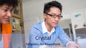  Presentation with employees working together - PPT theme consisting of education partners - two desingers working background and a  colored foreground