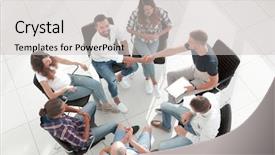  Presentation with team work and productivity - PPT theme having education partnership - concept of successful work creative background and a light gray colored foreground