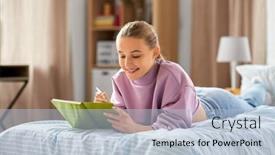  Presentation with education - Presentation design having education-people-and-leisure-concept background and a light blue colored foreground