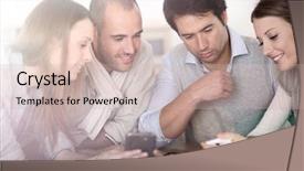  Presentation with electronic circuits and devices - Audience pleasing presentation theme consisting of educational planning - business meeting around table backdrop and a soft green colored foreground