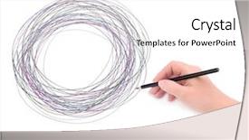  Presentation with hand holding pencil - Presentation theme enhanced with educational planning - hand with pencil and graphic background and a  colored foreground