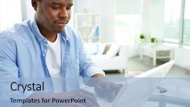  Presentation with african landscape ethiopia - Slide deck with educational planning - image of young african man background and a light blue colored foreground