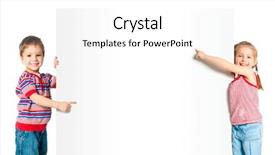  Presentation with boy band - Cool new PPT layouts with education poster - beautiful boy and girl backdrop and a white colored foreground