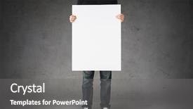  Presentation with poster - Cool new slides with education poster - close up of man holding backdrop and a gray colored foreground