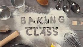  Presentation with baking tools - PPT layouts with education poster - word baking class written background and a mint green colored foreground