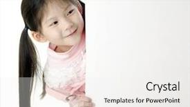  Presentation with poster - PPT theme having education poster - young asian girl holding background and a white colored foreground