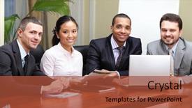  Presentation with african american meeting - Presentation theme with education professionals - multi ethnic business team background and a red colored foreground