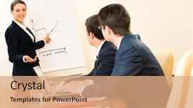  Presentation with report training - Presentation having education professionals - portrait of confident woman demonstrating background and a coral colored foreground