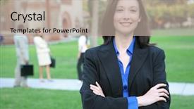  Presentation with teacher - Presentation design with education professionals - young beautiful teacher background and a  colored foreground