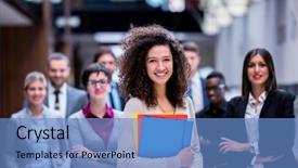  Presentation with young business people - Slides enhanced with education professionals - young multi ethnic business people background and a teal colored foreground