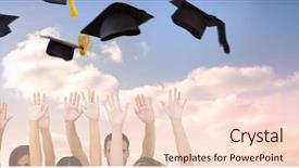  Presentation with purple education - Cool new PPT theme with education purple - group of people raising arms backdrop and a lemonade colored foreground