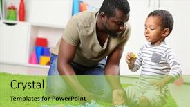  Presentation with children education - Beautiful slide deck featuring education puzzle - father and son paying backdrop and a yellow colored foreground