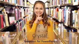  Presentation with girl reading - Cool new slide set with education-reading-and-silence-concept backdrop and a gold colored foreground