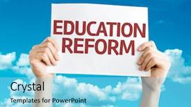  Presentation with reform - Audience pleasing PPT layouts consisting of education reform card with sky backdrop and a arctic colored foreground