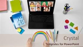  Presentation with color pencils - Presentation theme having education-school-and-distant-learning background and a soft green colored foreground