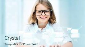  Presentation with future education - Amazing slide deck having education school and future technology backdrop and a sky blue colored foreground