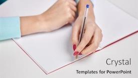  Presentation with writing pen - Presentation theme featuring education-school-and-learning-concept background and a light gray colored foreground