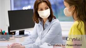  Presentation with medical teacher - Presentation design with education-school-and-pandemic-concept background and a light blue colored foreground