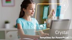  Presentation with technology learning - Cool new slide deck with education-school-and-technology-concept backdrop and a gray colored foreground