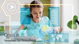  Presentation with technology learning - Presentation design having education-school-and-technology-concept background and a light blue colored foreground