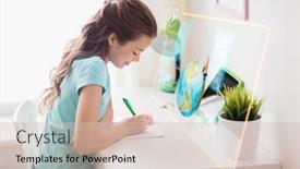  Presentation with school technology - Cool new presentation design with education-school-and-technology-concept backdrop and a soft green colored foreground