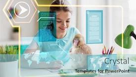  Presentation with technology learning - PPT theme enhanced with education-school-and-technology-concept background and a light blue colored foreground