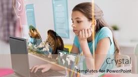  Presentation with school technology - Amazing slide set having education-school-and-technology-concept backdrop and a coral colored foreground