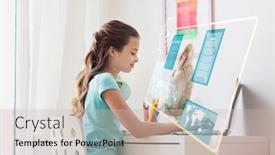  Presentation with learning technology - Beautiful PPT theme featuring education-school-and-technology-concept backdrop and a soft green colored foreground