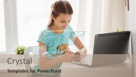  Presentation with school technology - Theme with education-school-and-technology-concept background and a mint green colored foreground