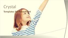  Presentation with education cute - Audience pleasing presentation consisting of education school and virtual screen concept - cute little girl pointing in the air or virtual screen backdrop and a cream colored foreground