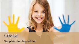  Presentation with art - Audience pleasing theme consisting of education school art and painitng backdrop and a coral colored foreground